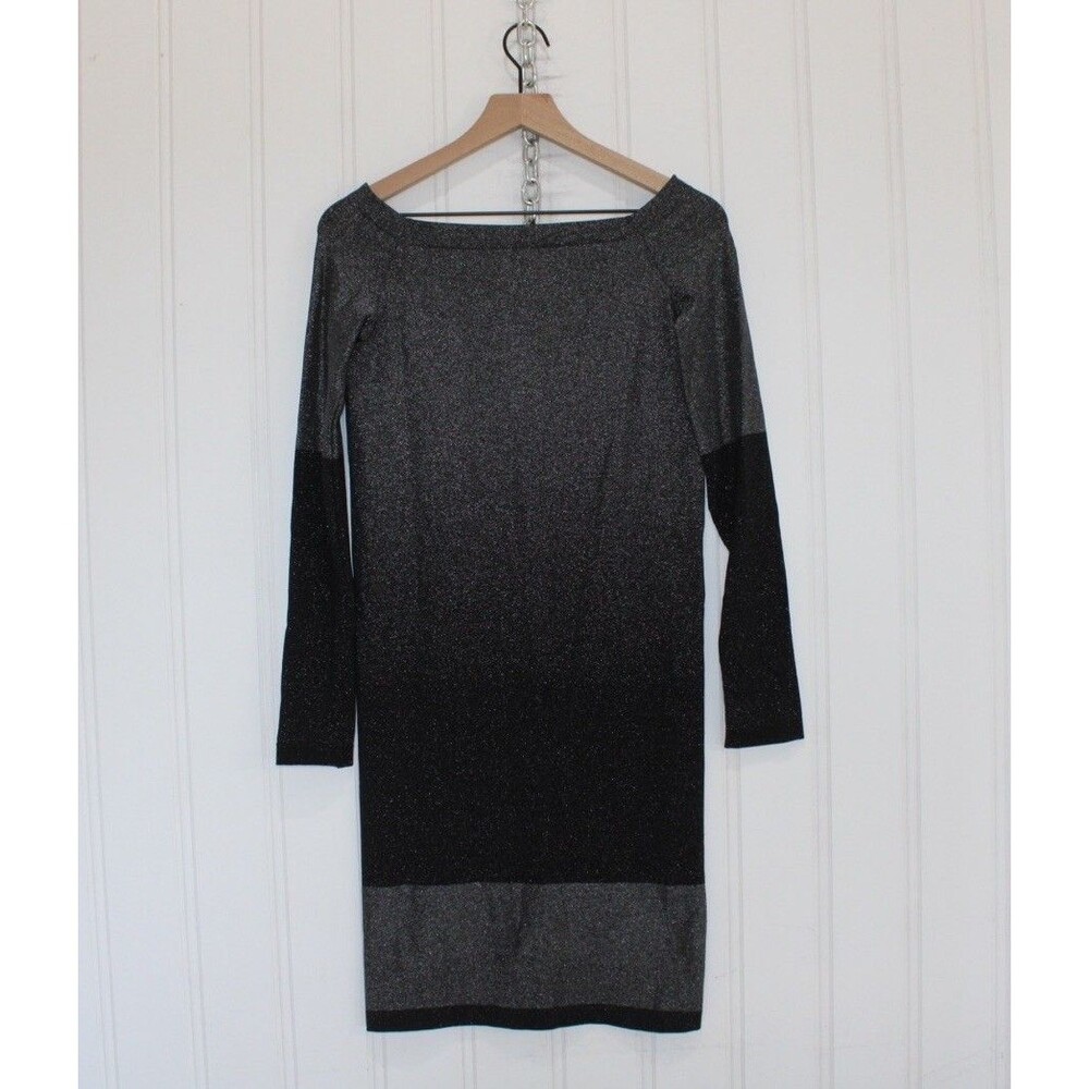 Wolford Metallic Mini Dress Womens L Black Ombre Bodycon Long Sleeve Stretch‎
